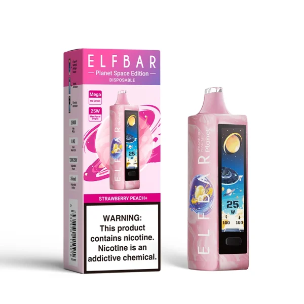 ELF BAR PLANET 25000 STRAWBERRY PEACH 5% RECHARGEABLE