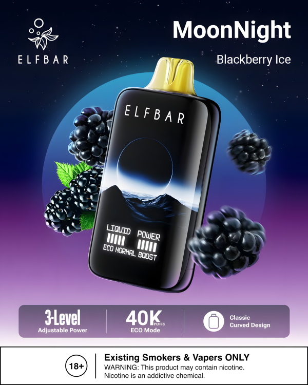 ELF BAR MOON NIGHT 40000 BLACKBERRY ICE 5% RECHARGEABLE