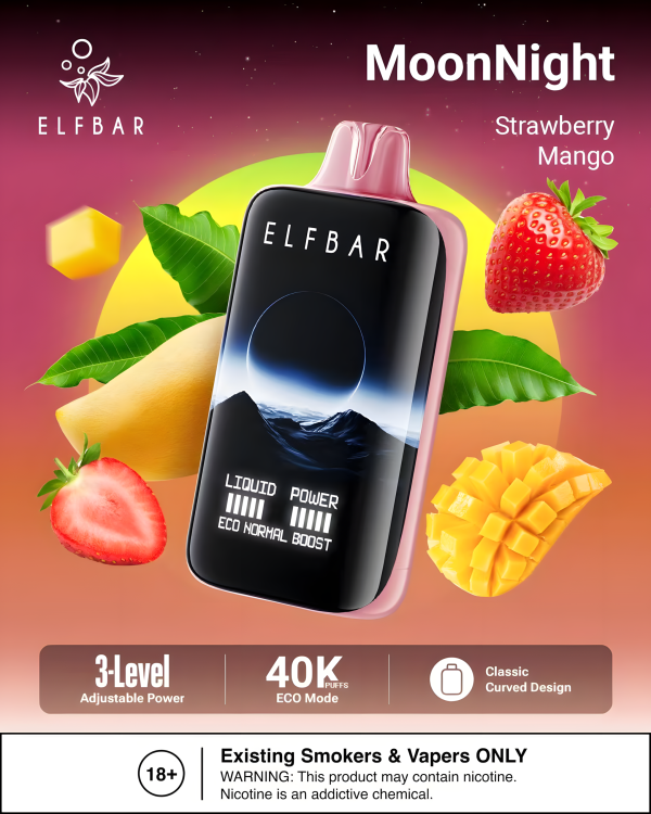 ELF BAR MOON NIGHT 40000 STRAWBERRY MANGO 5% RECHARGEABLE