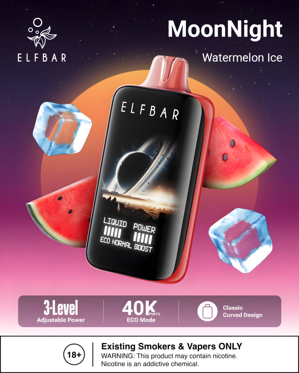 ELF BAR MOON NIGHT 40000 WATERMELON ICE 5% RECHARGEABLE